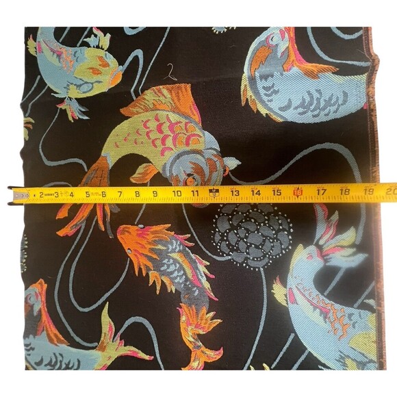 3 Fabric Remnants Brocade Koi Fish Black against Vibrant Colors See Measurements - Picture 8 of 10